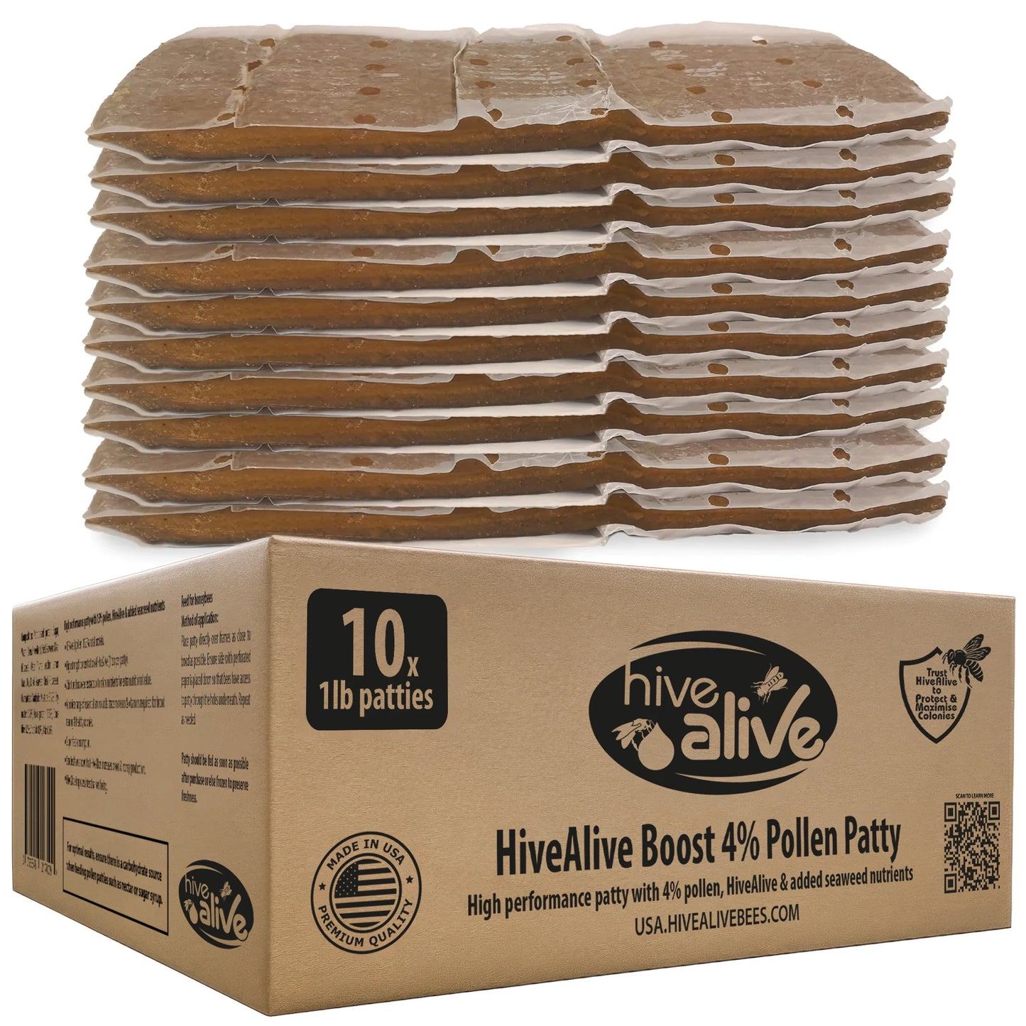HiveAlive Pollen Patties 4% REAL USA POLLEN